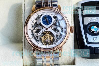 Vacheron Constaintin Patrimony Fake Watch - White Hollow Dial 2-Tone Rose Gold